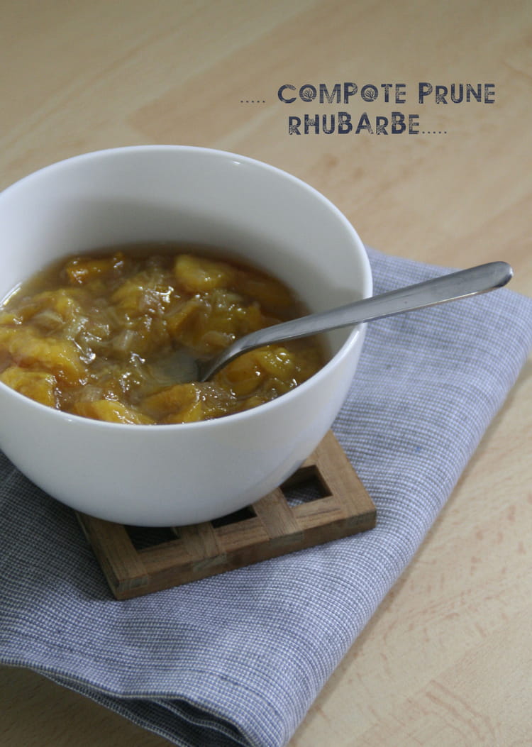 Recette de Compote prunes rhubarbe
