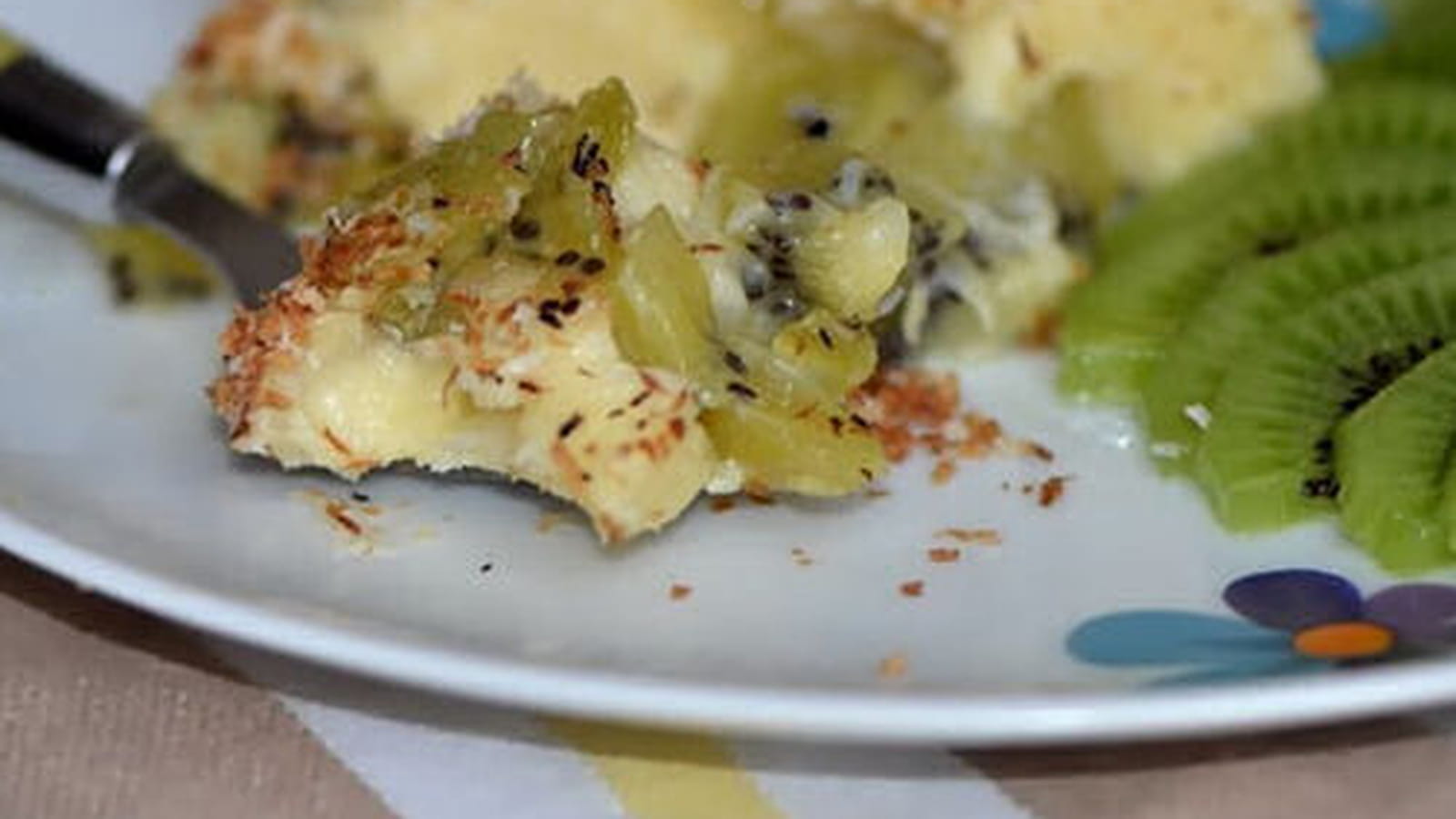 Clafoutis aux kiwis et noix de coco