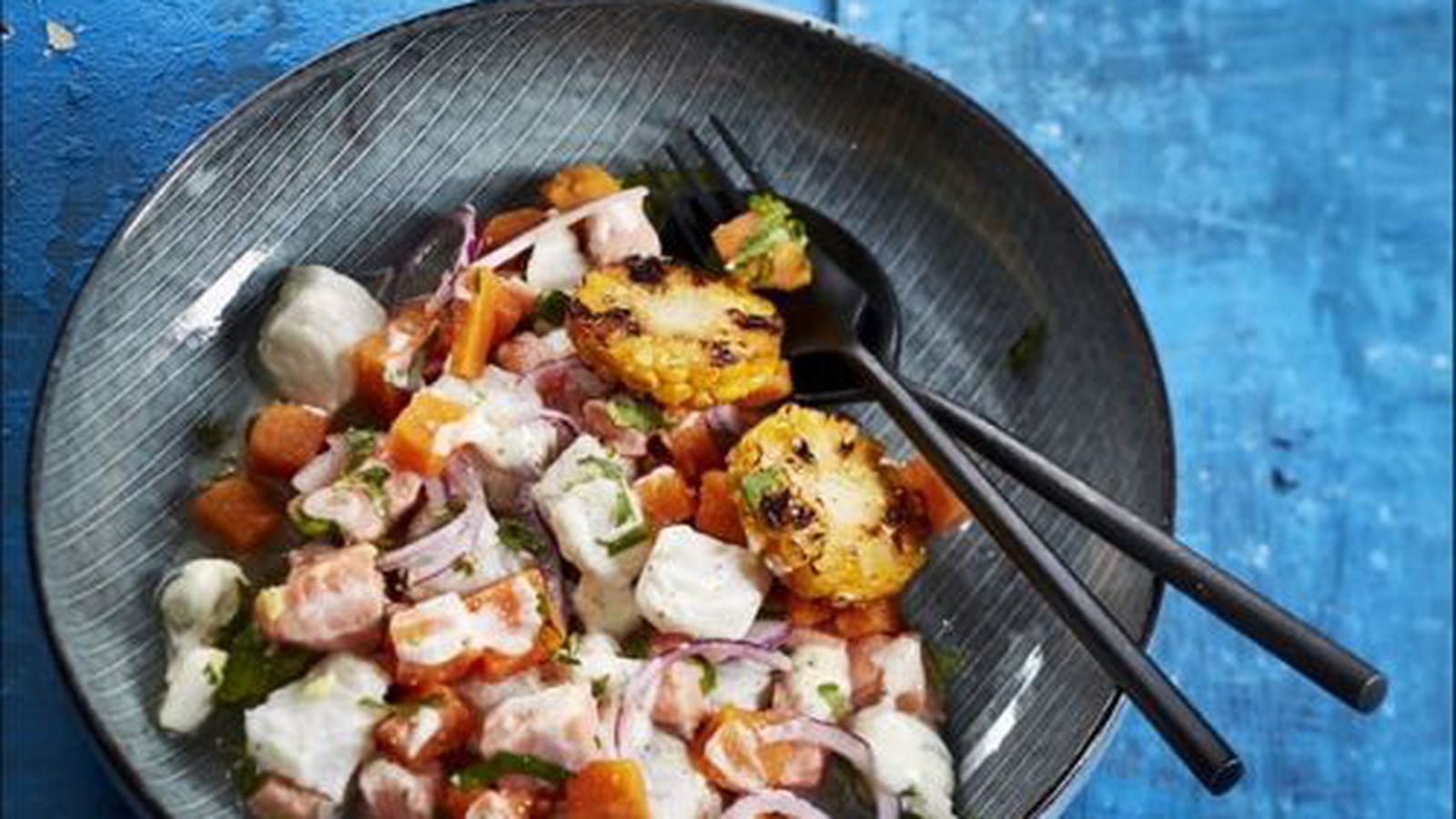 Ceviche aux deux poissons sauce yaourt