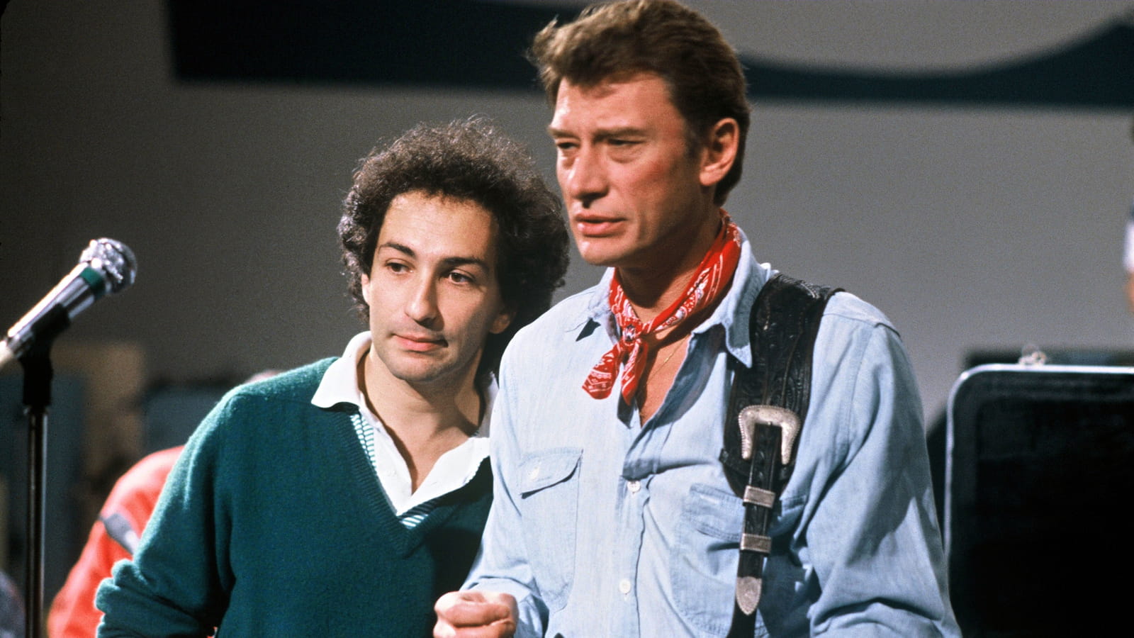 Avec Johnny Hallyday, sur le plateau du "Grand Echiquier", en 1985