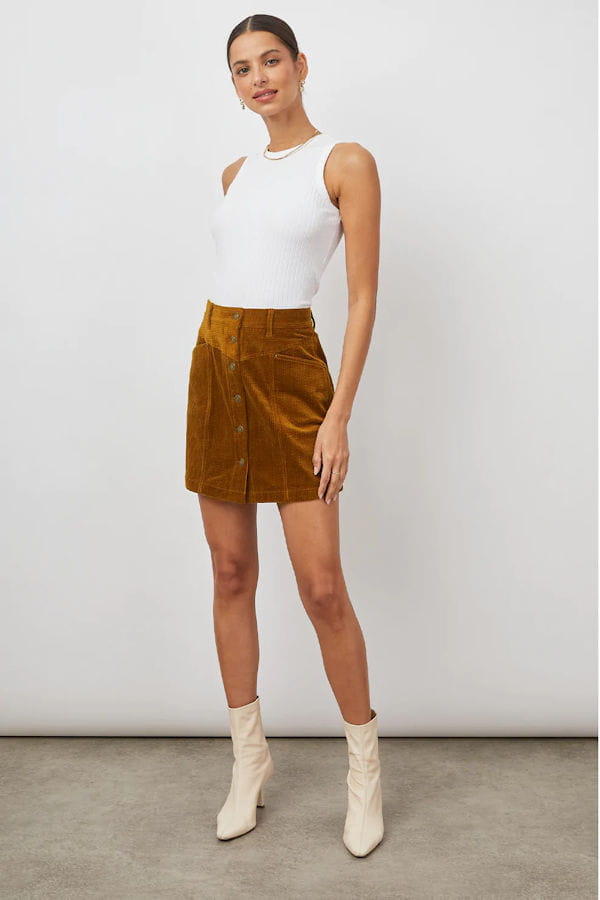 Jupe Courte Femme Street One En Velours Côtelé - Coupe Moderne, Poches Plaquées, Passants Bouton