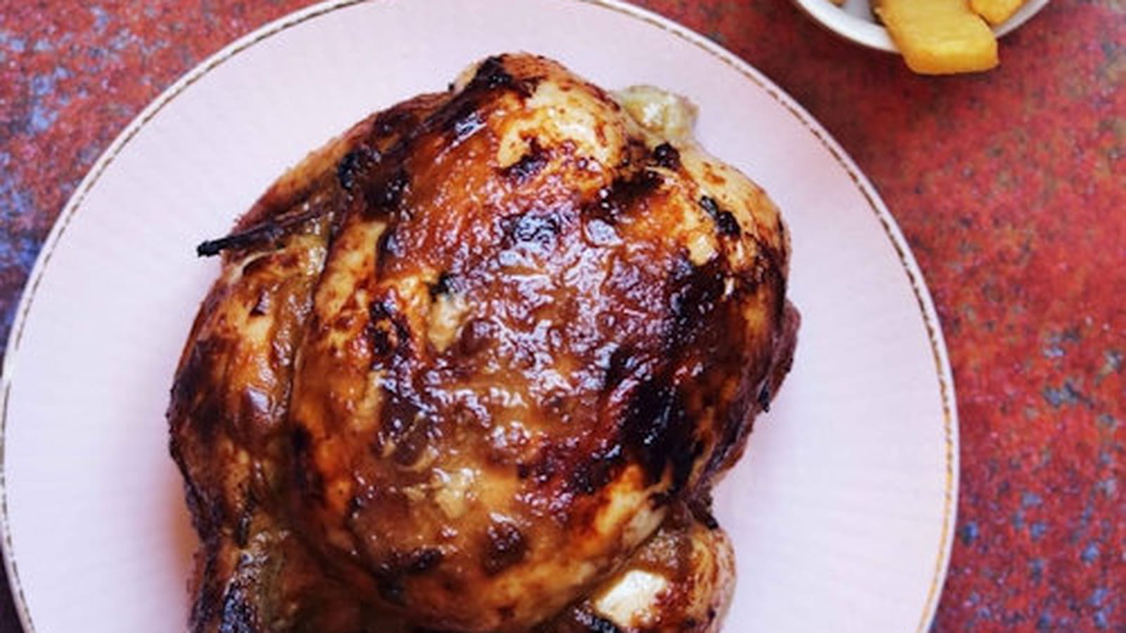Poulet rôti à la moutarde, miel et vinaigre balsamique