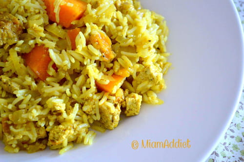 Riz, potimarron et tofu au curry