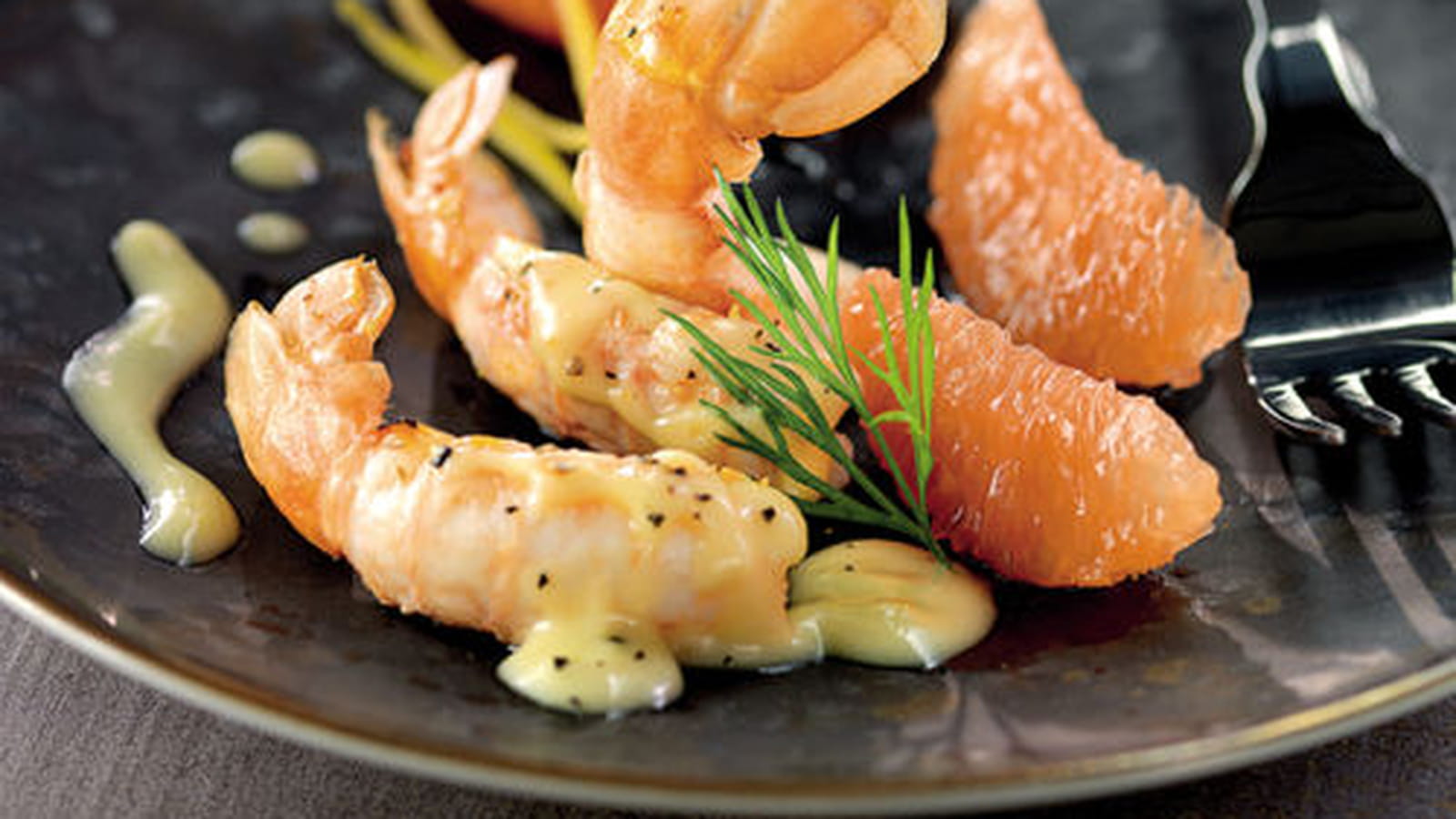 Langoustines poêlées et salade de pamplemousse