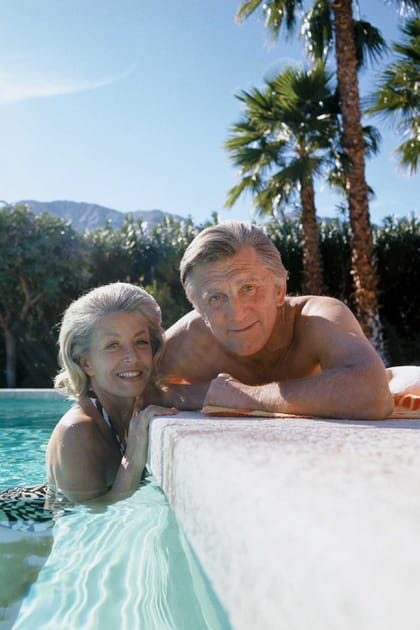Avec Anne dans la piscine de leur maison en Californie, dans les ann&eacute;es 1960