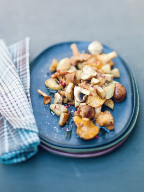 Topinambours po&ecirc;l&eacute;s aux champignons
