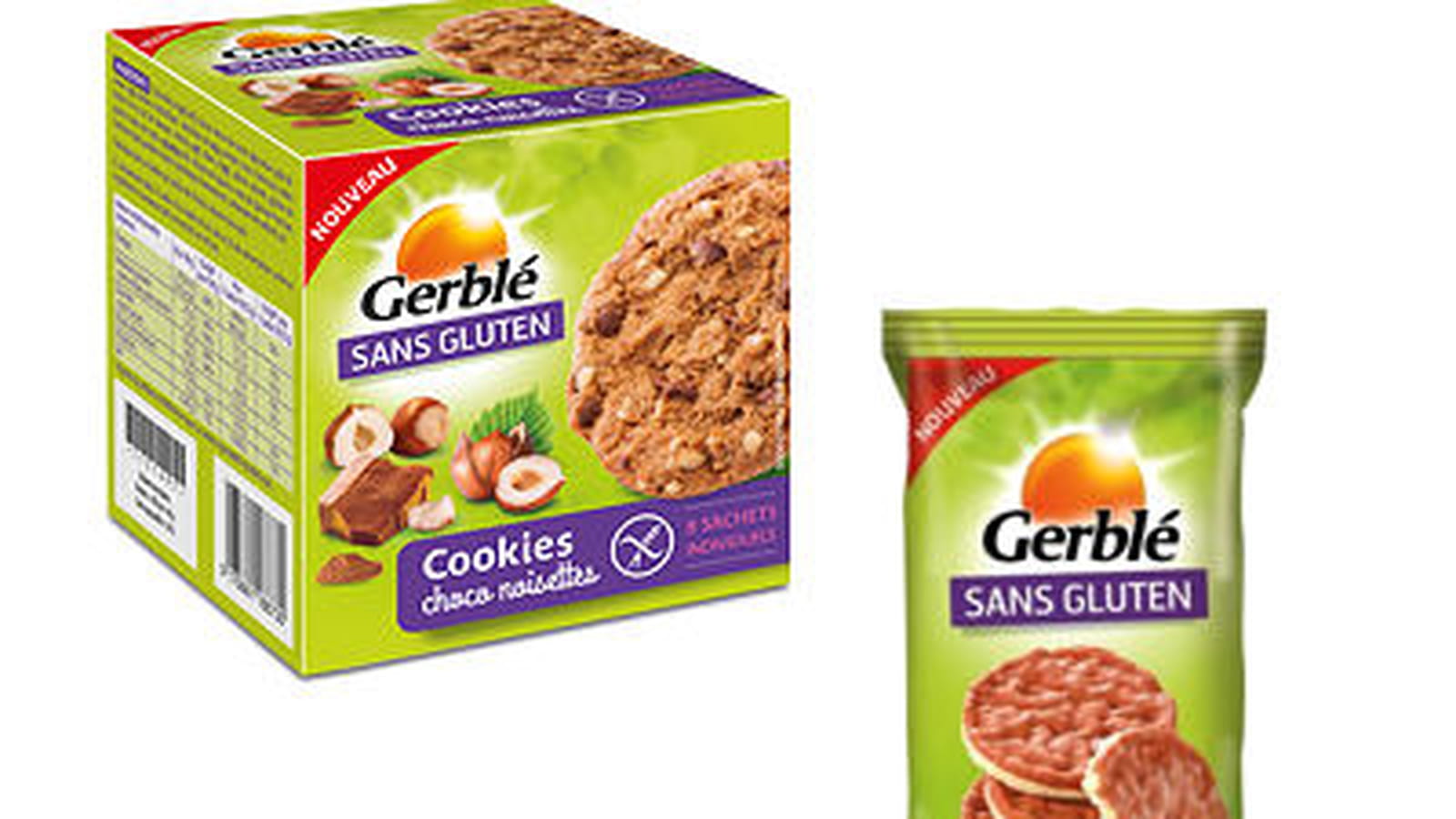 Cookie Choco-noisettes et Galettes de maïs nappage saveur caramel de Gerblé 