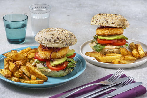 Burger à la mozzarella panée et avocat